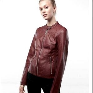 Express Double Peplum Vegan Leather Jacket